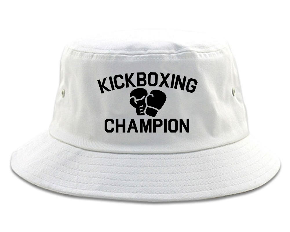 Kickboxing Champion Mens Bucket Hat White