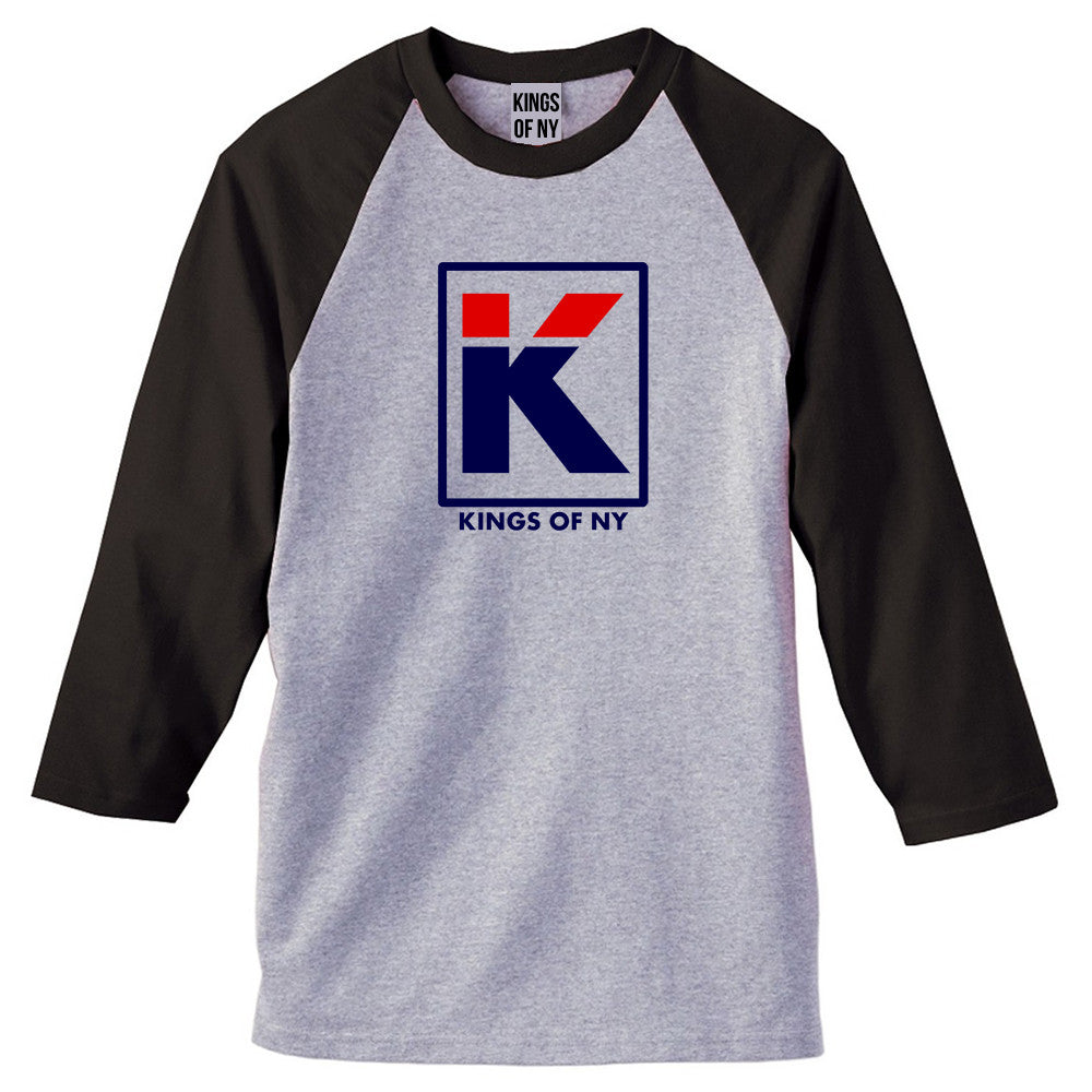 Kila Logo Parody 3/4 Sleeve Raglan T-Shirt in Grey
