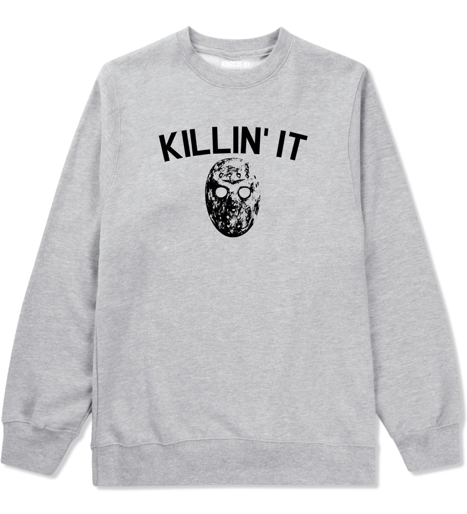Killin It Jason Mask Mens Crewneck Sweatshirt Grey