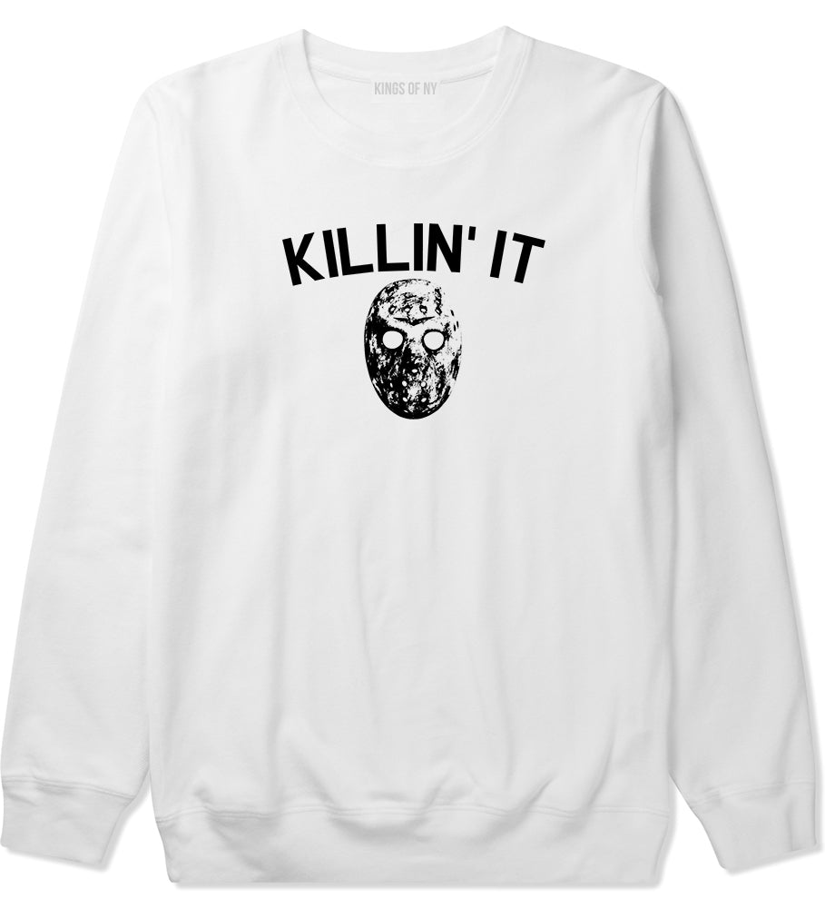 Killin It Jason Mask Mens Crewneck Sweatshirt White