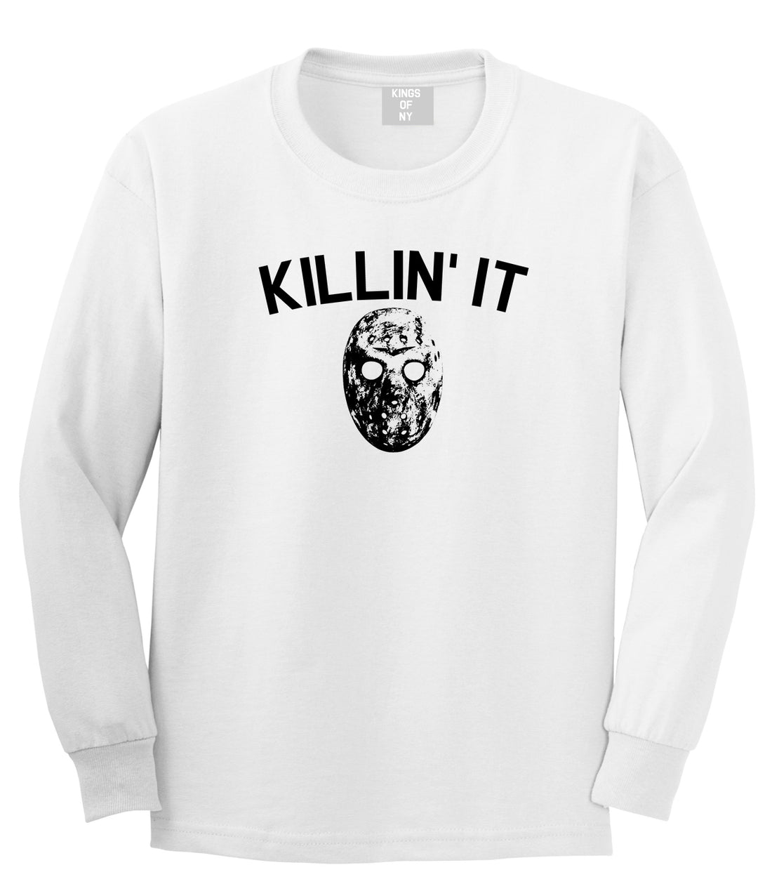 Killin It Jason Mask Mens Long Sleeve T-Shirt White