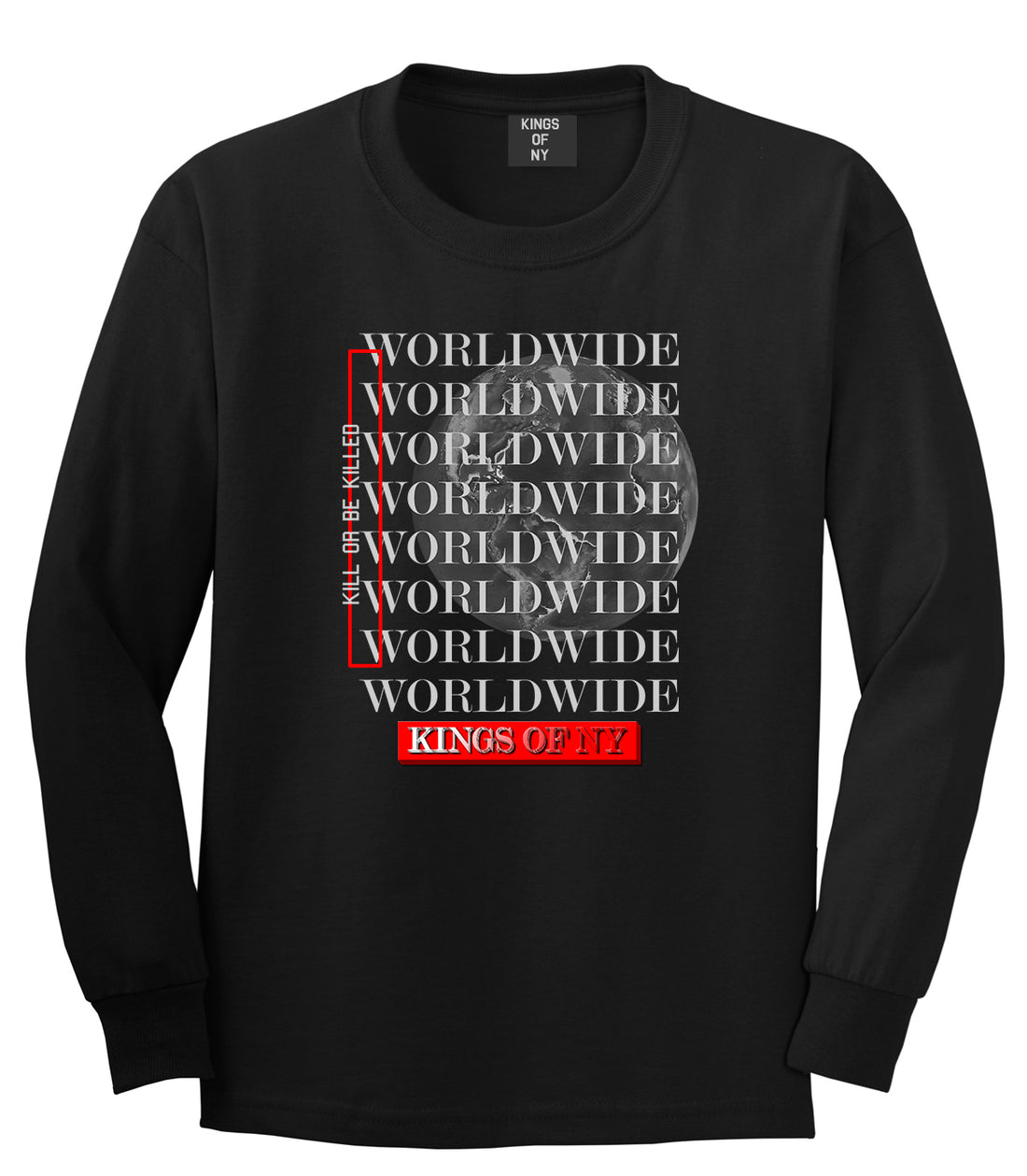 Killin Worldwide Mens Long Sleeve T-Shirt Black