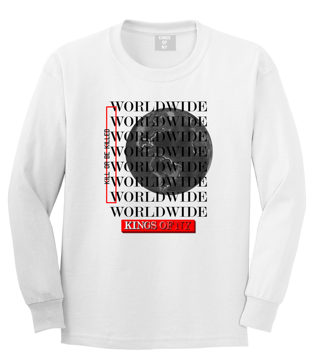 Killin Worldwide Mens Long Sleeve T-Shirt White
