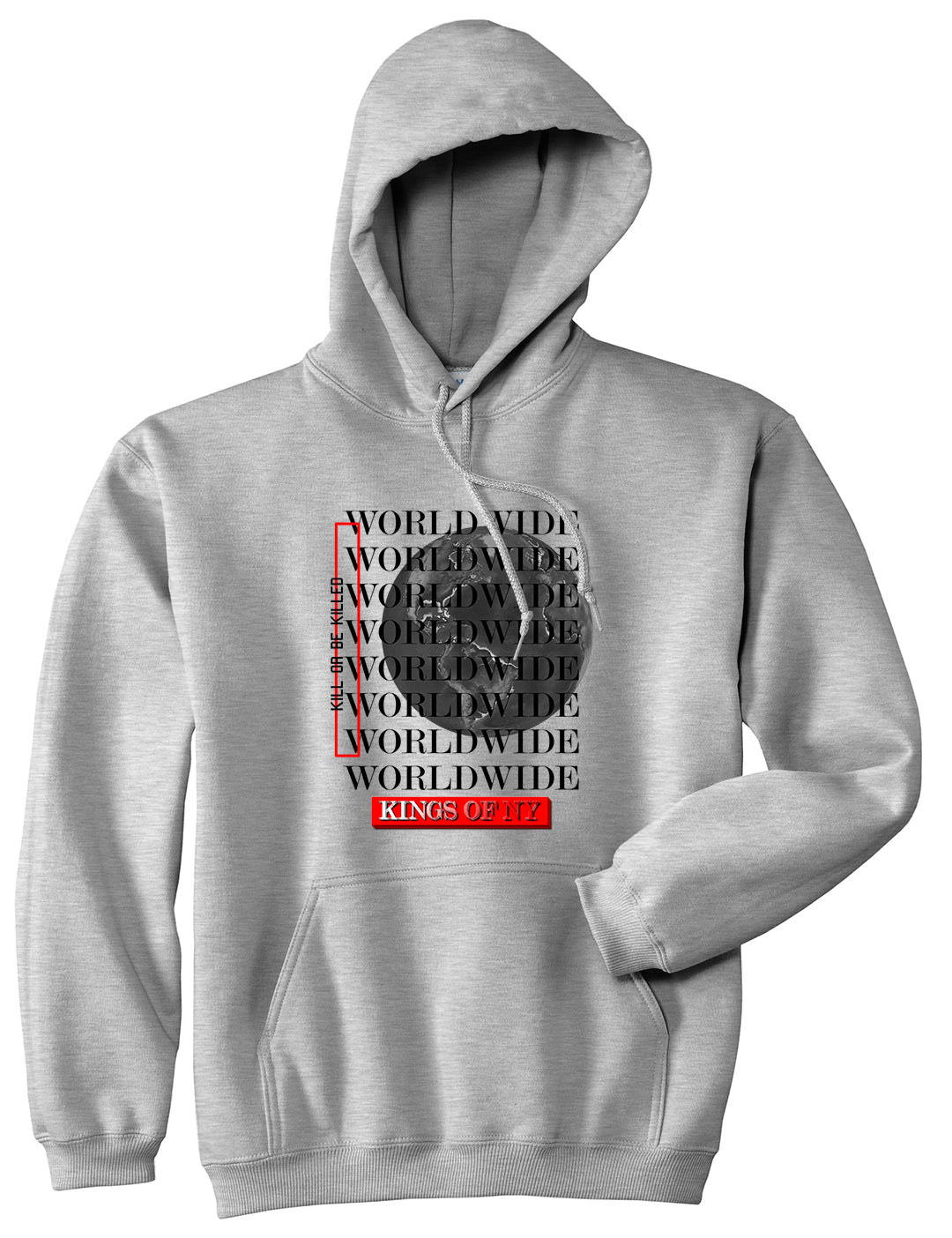 Killin Worldwide Mens Pullover Hoodie Grey