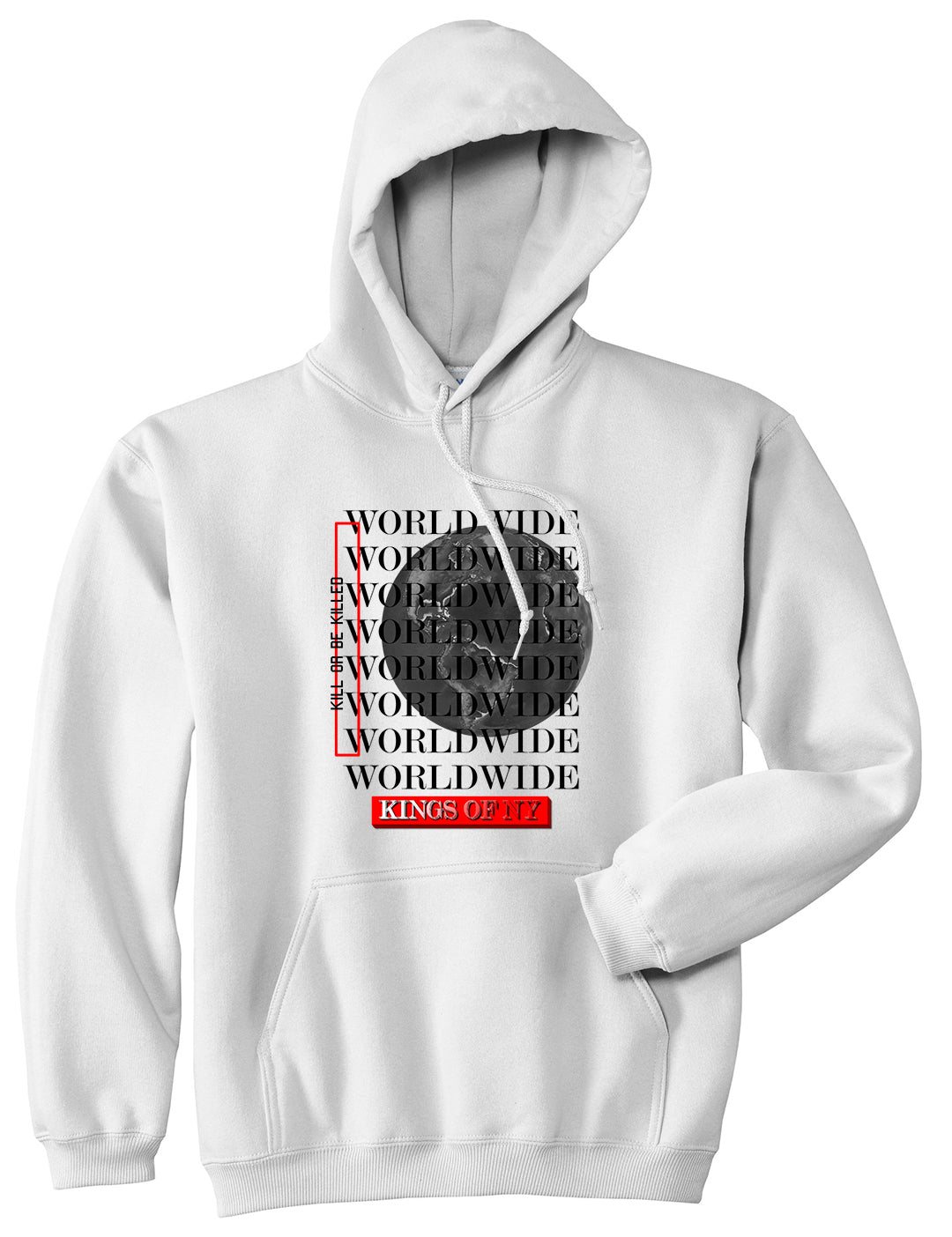 Killin Worldwide Mens Pullover Hoodie White