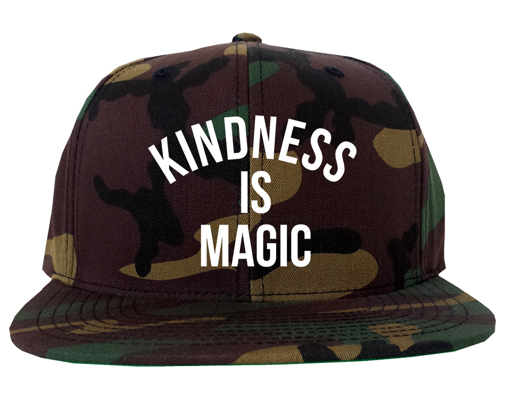 Kindess Is Magic Mens Snapback Hat Green Camo