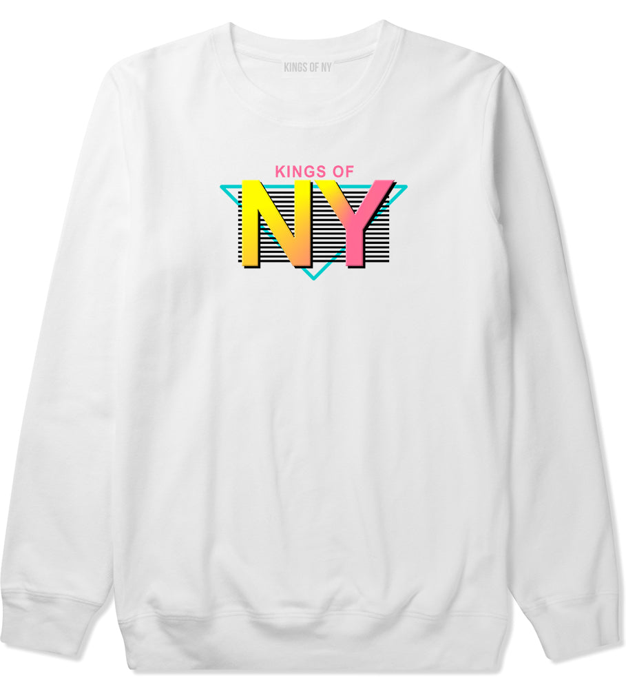 Kings Of NY 80s Retro Mens Crewneck Sweatshirt White by Kings Of NY