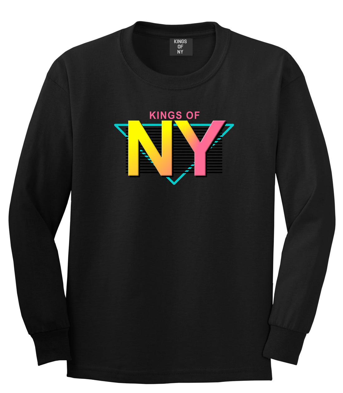 Kings Of NY 80s Retro Mens Long Sleeve T-Shirt Black by Kings Of NY
