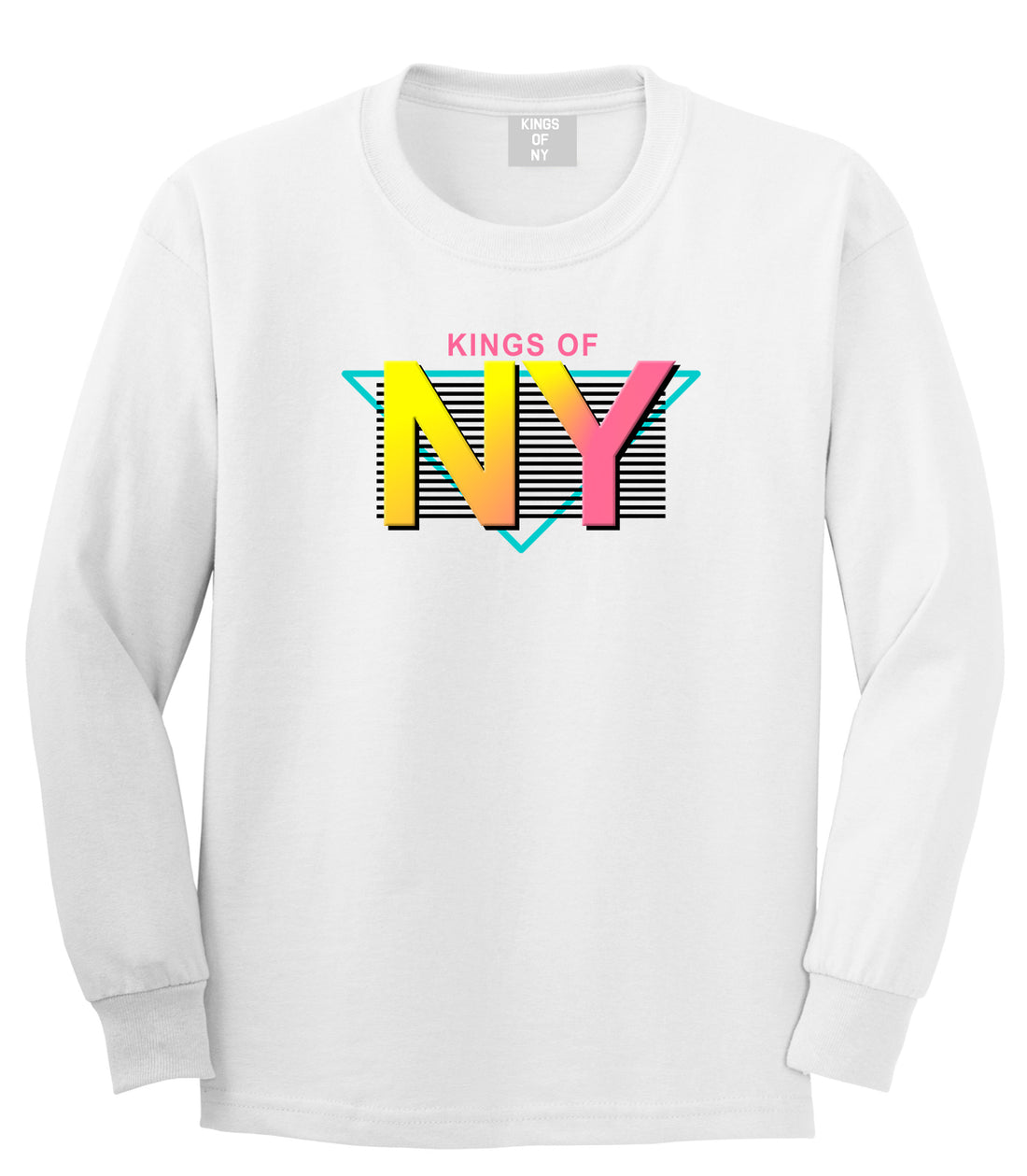 Kings Of NY 80s Retro Mens Long Sleeve T-Shirt White by Kings Of NY
