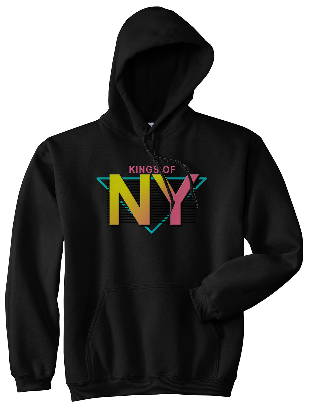 Kings Of NY 80s Retro Mens Pullover Hoodie Black by Kings Of NY