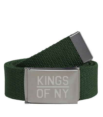 Kings Of NY Army Green Canvas Military Web Mens Belt