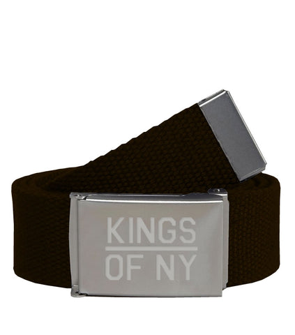 Kings Of NY Brown Canvas Military Web Mens Belt