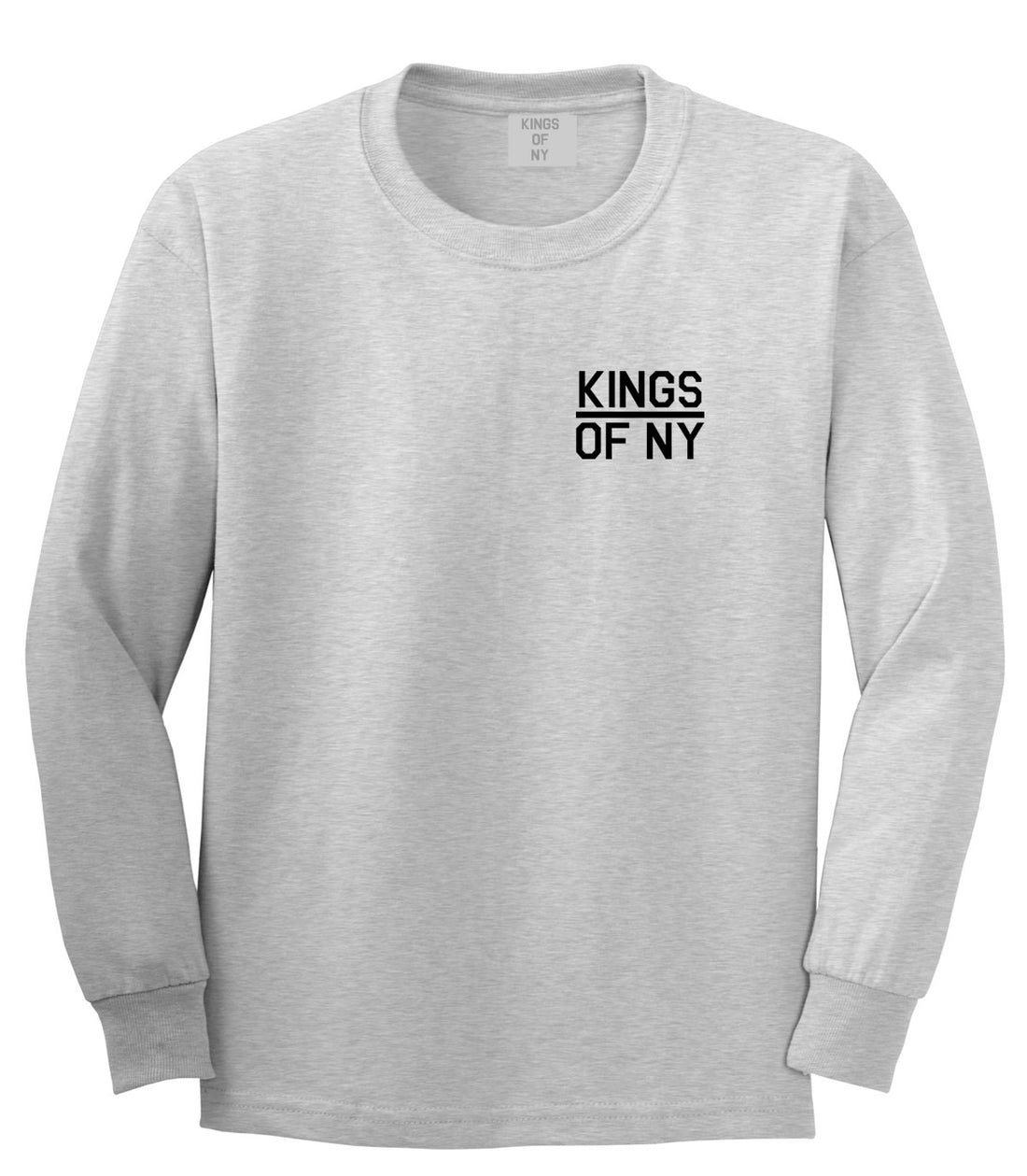 Kings Of NY Classic Chest Logo Mens Long Sleeve T-Shirt Grey