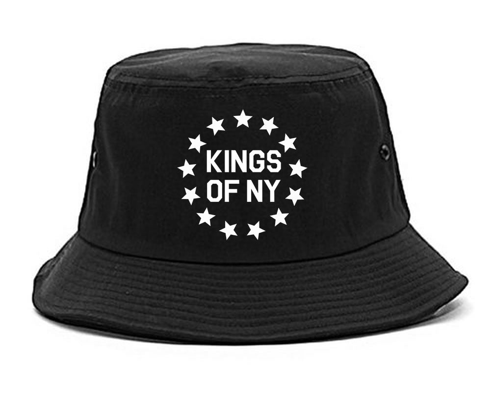Kings Of NY Classic Stars Logo Chest Bucket Hat Black by KINGS OF NY