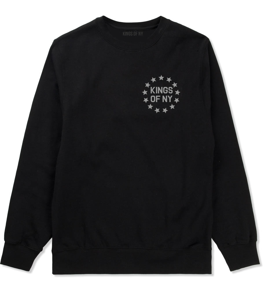 Kings Of NY Classic Stars Logo Chest Mens Crewneck Sweatshirt Black By Kings Of NY