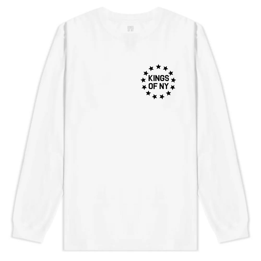 Kings Of NY Classic Stars Logo Chest Mens Long Sleeve T-Shirt White By Kings Of NY