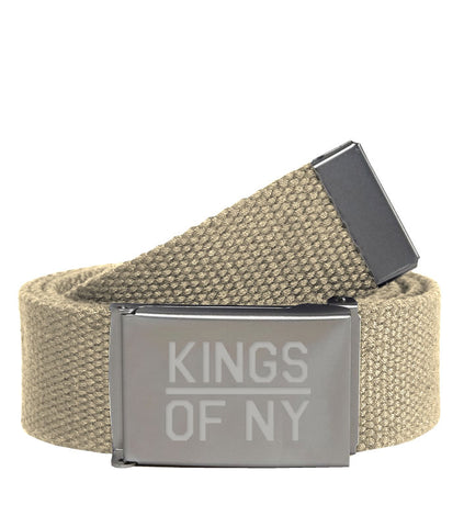 Kings Of NY Khaki Canvas Military Web Mens Belt