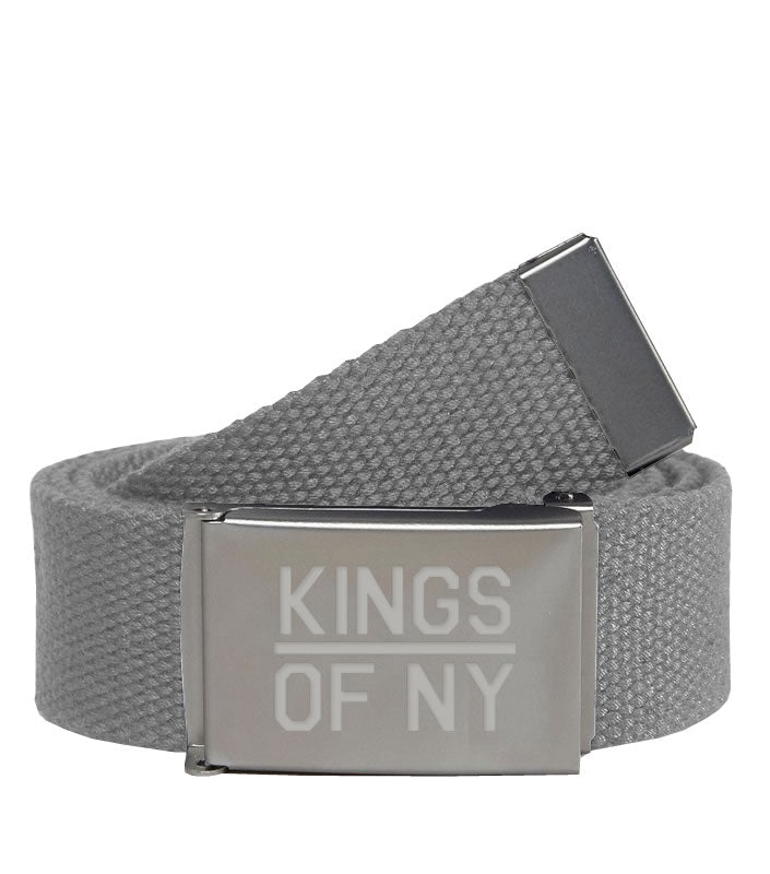 Kings Of NY Light Grey Canvas Military Web Mens Belt