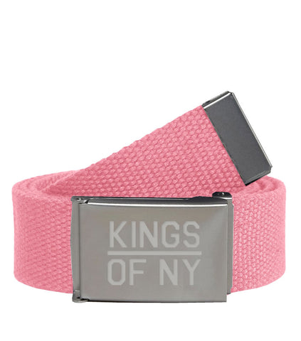 Kings Of NY Light Pink Canvas Military Web Mens Belt