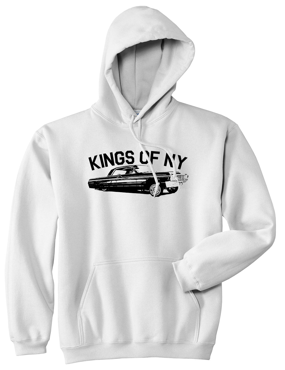 Kings Of NY Lowrider Mens Pullover Hoodie White by Kings Of NY