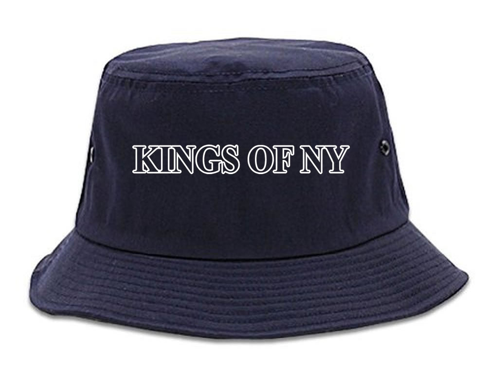 Kings Of NY Outline Classic Logo Mens Bucket Hat Navy Blue