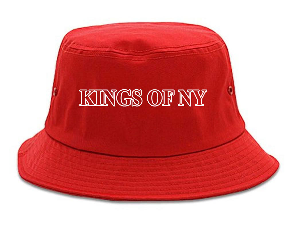 Kings Of NY Outline Classic Logo Mens Bucket Hat Red