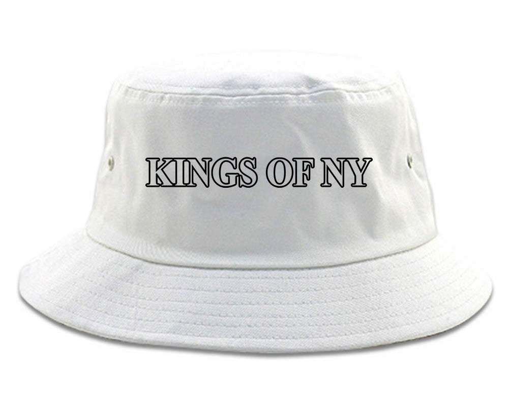 Kings Of NY Outline Classic Logo Mens Bucket Hat White