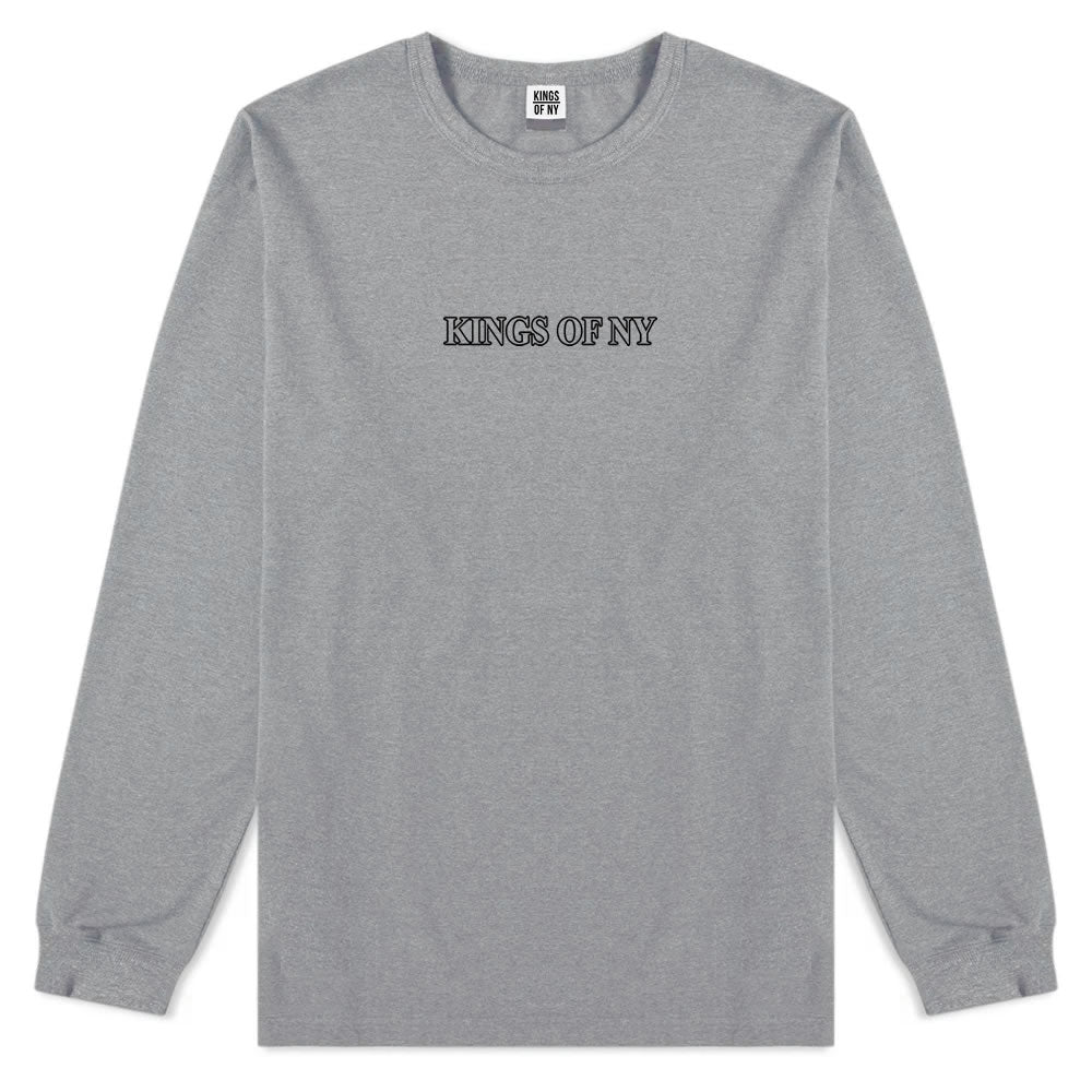 Kings Of NY Outline Classic Logo Mens Long Sleeve T-Shirt Grey