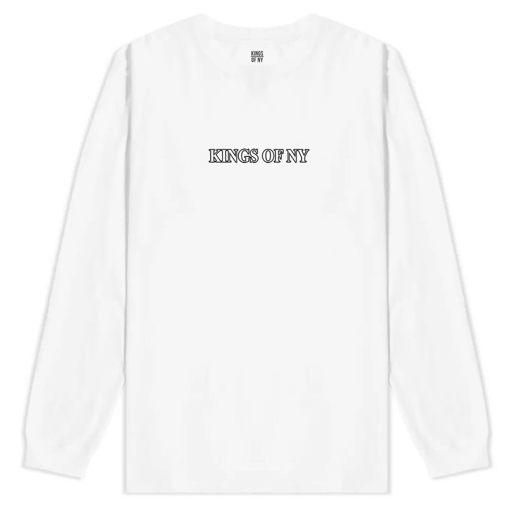 Kings Of NY Outline Classic Logo Mens Long Sleeve T-Shirt White