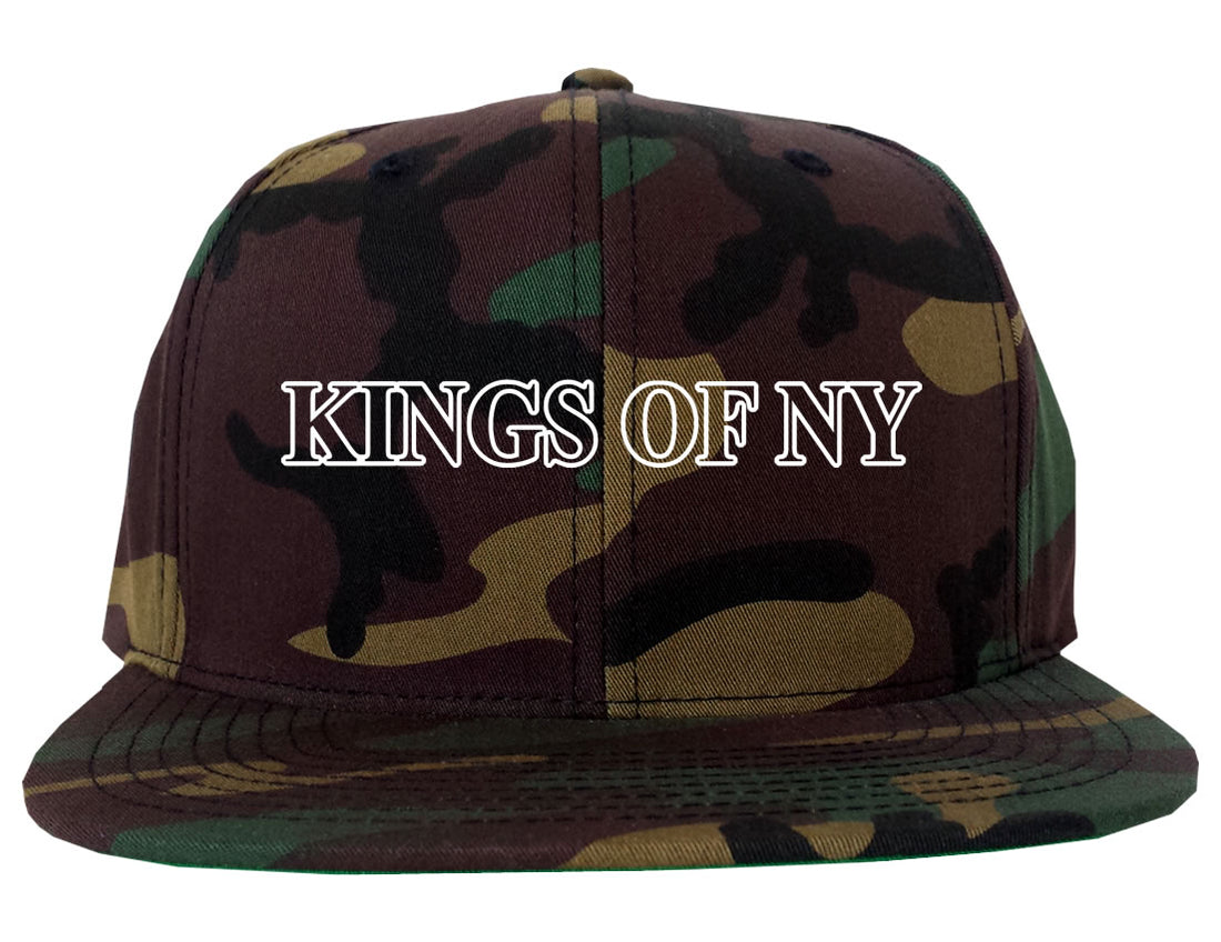 Kings Of NY Outline Classic Logo Mens Snapback Hat Green Camo