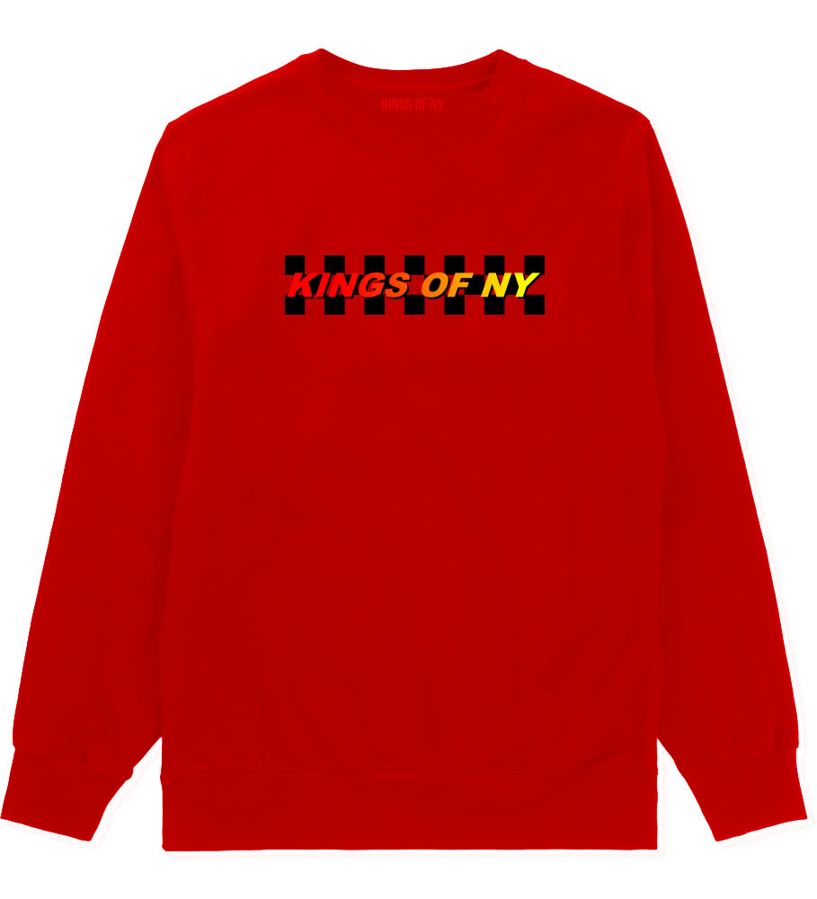 Kings Of NY Racing Box Logo Mens Crewneck Sweatshirt Red By Kings Of NY