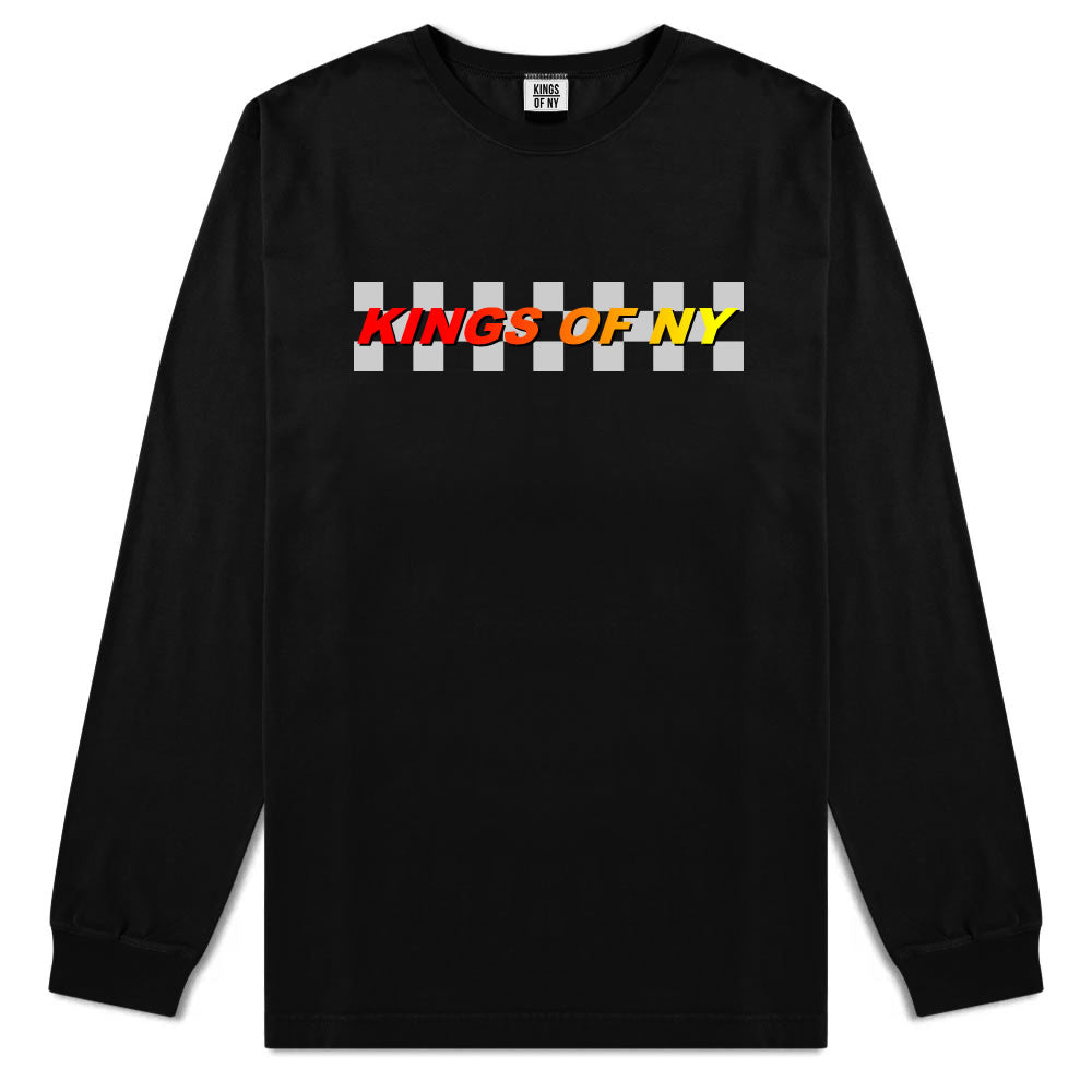 Kings Of NY Racing Box Logo Mens Long Sleeve T-Shirt Black By Kings Of NY