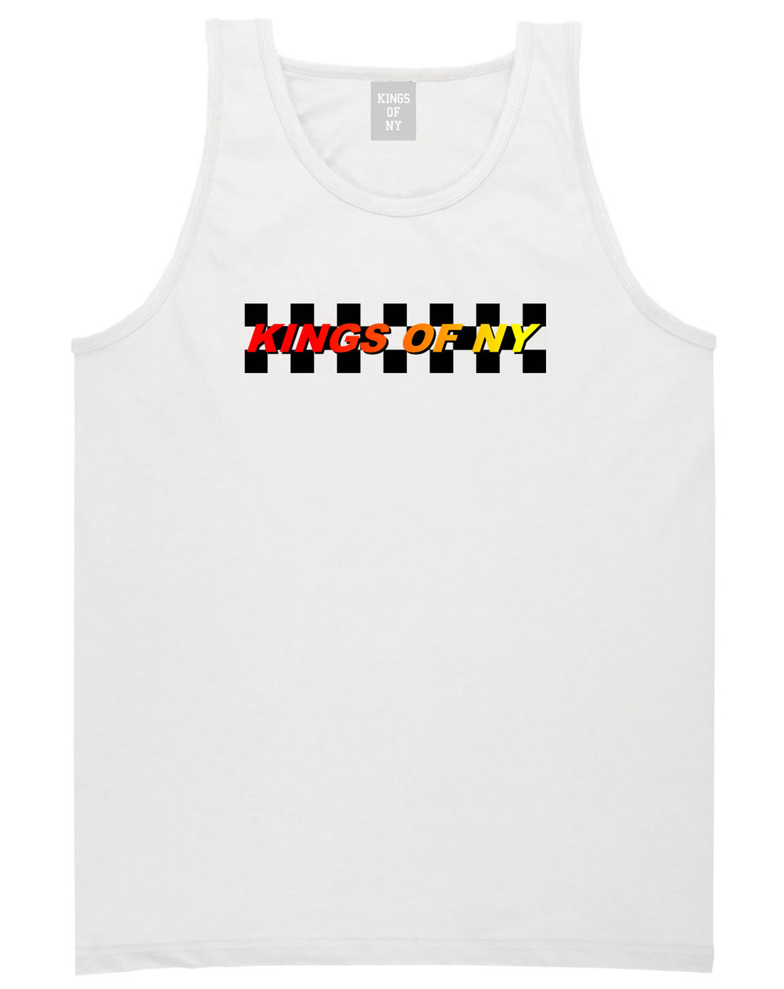 Kings Of NY Racing Box Logo Mens Tank Top Shirt White By Kings Of NY