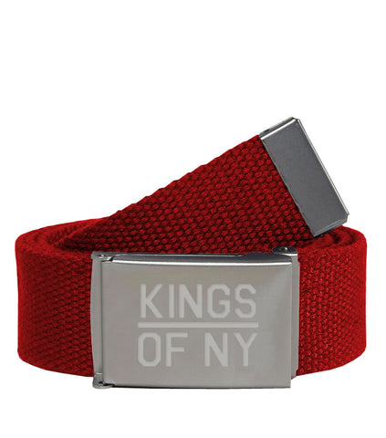 Kings Of NY Red Canvas Military Web Mens Belt