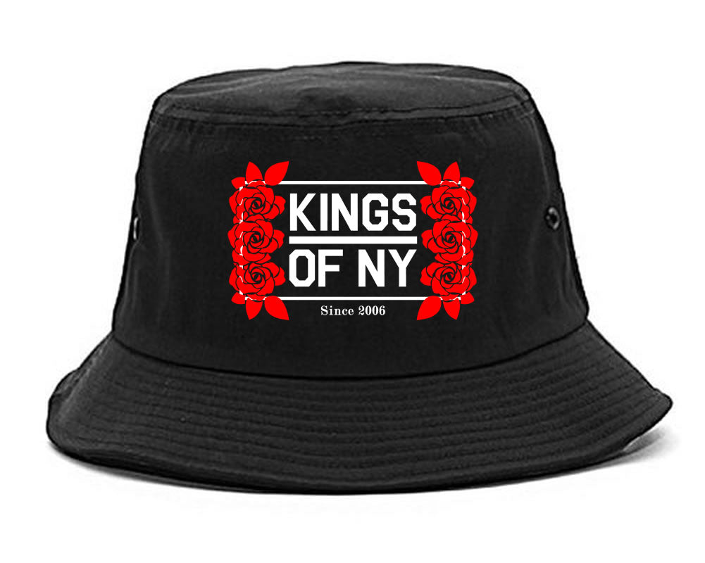Kings Of NY Rose Vine Logo Bucket Hat Black by KINGS OF NY