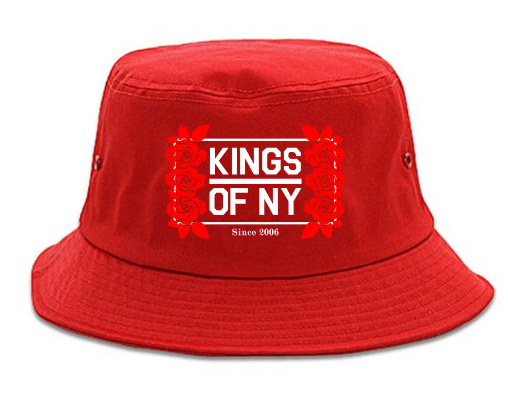 Kings Of NY Rose Vine Logo Bucket Hat Red by KINGS OF NY