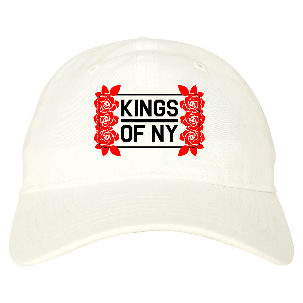 Kings Of NY Rose Vine Logo Dad Hat White by KINGS OF NY