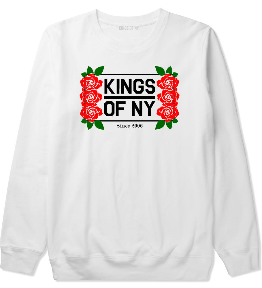 Kings Of NY Rose Vine Logo Mens Crewneck Sweatshirt White By Kings Of NY