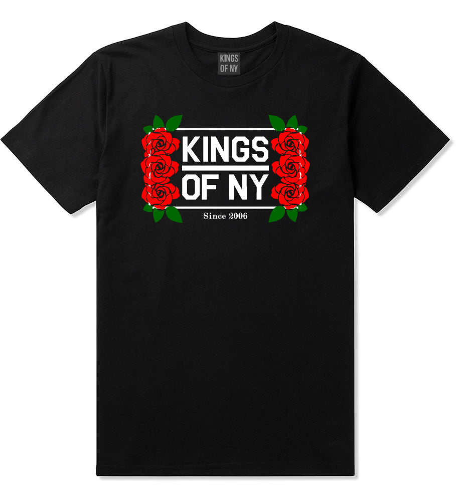Kings Of NY Rose Vine Logo Mens T-Shirt Black By Kings Of NY