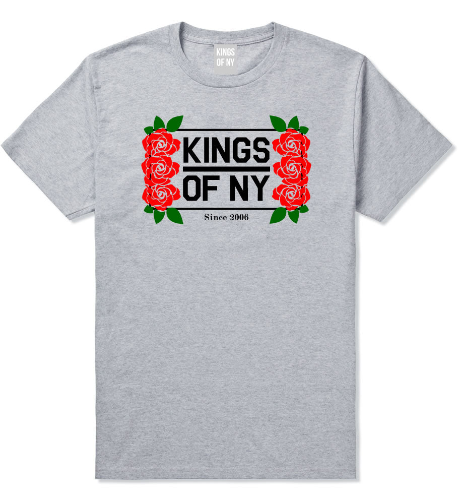 Kings Of NY Rose Vine Logo Mens T-Shirt Grey By Kings Of NY