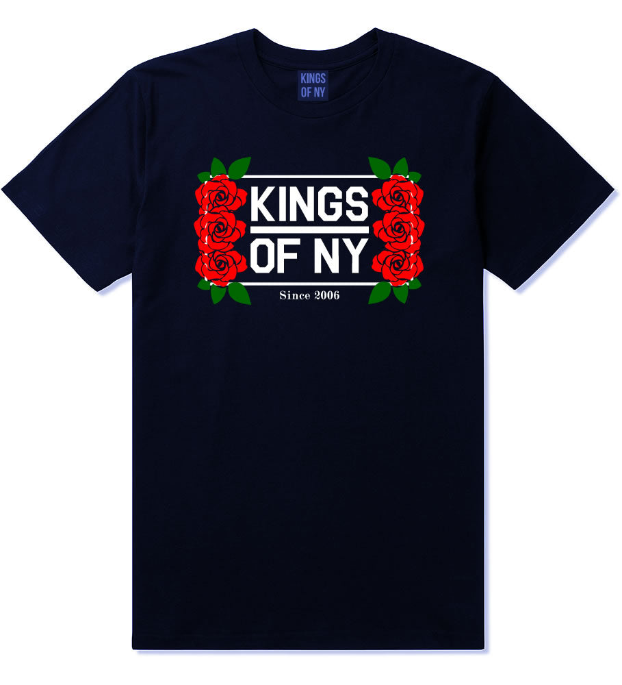 Kings Of NY Rose Vine Logo Mens T-Shirt Navy Blue By Kings Of NY