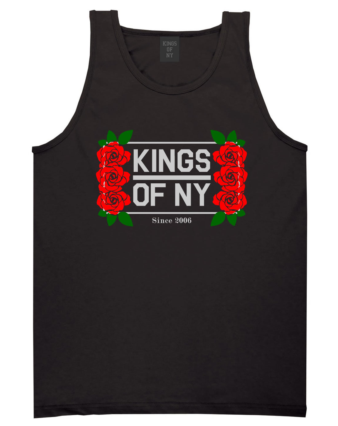 Kings Of NY Rose Vine Logo Mens Tank Top Shirt Black By Kings Of NY