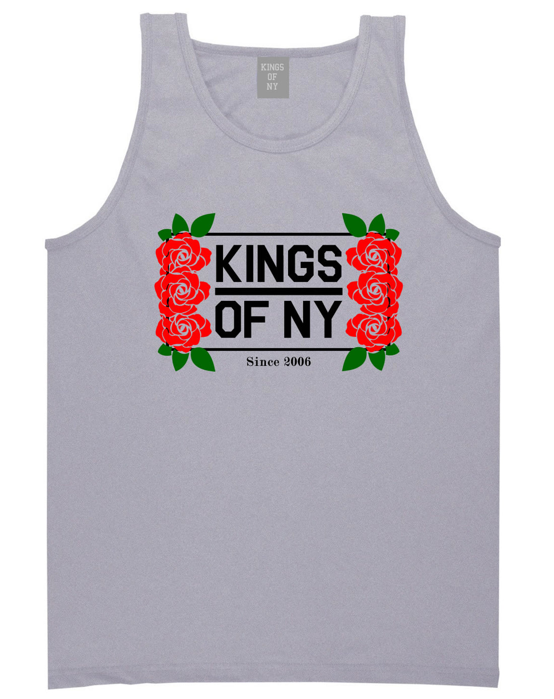 Kings Of NY Rose Vine Logo Mens Tank Top Shirt Grey By Kings Of NY
