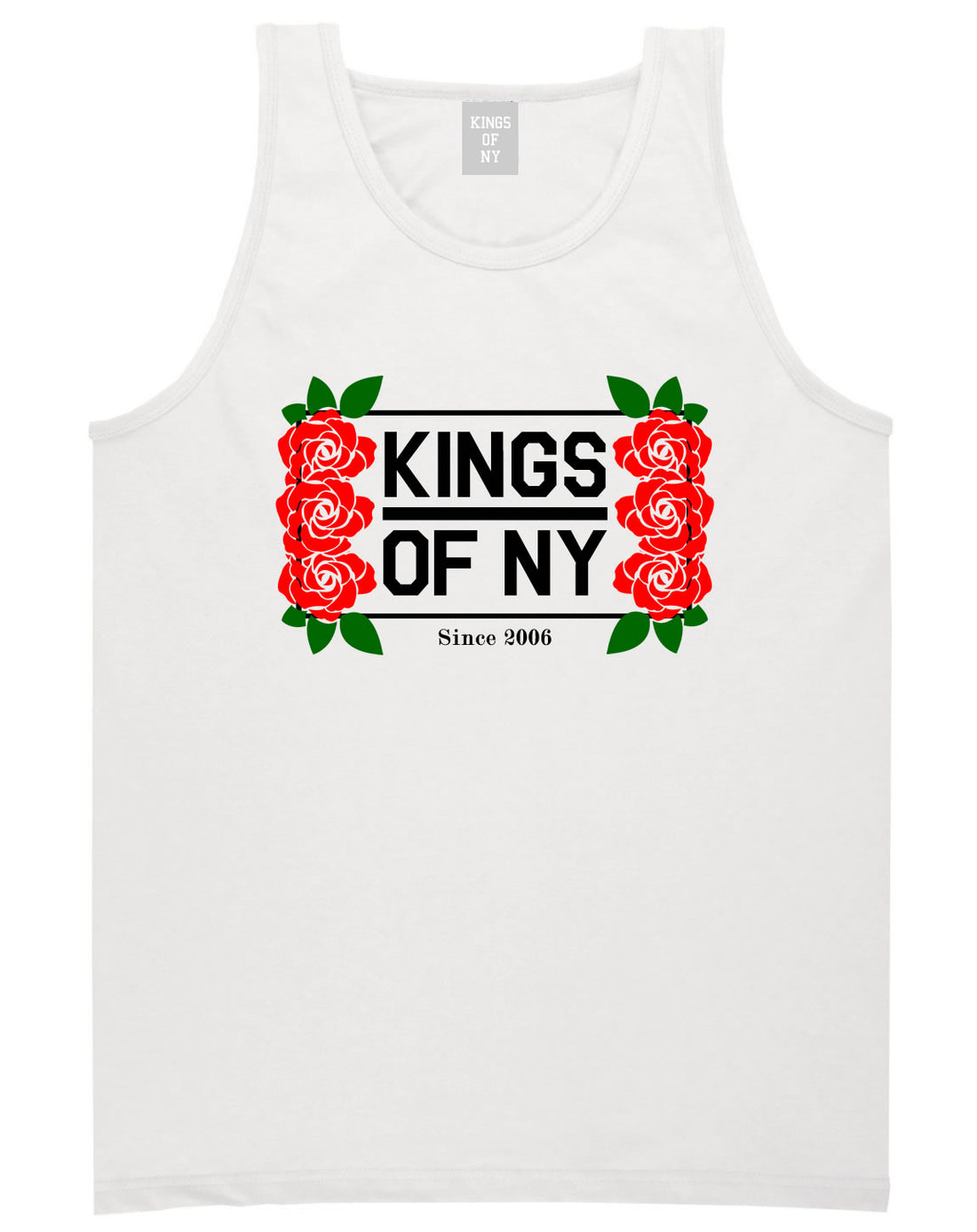 Kings Of NY Rose Vine Logo Mens Tank Top Shirt White By Kings Of NY
