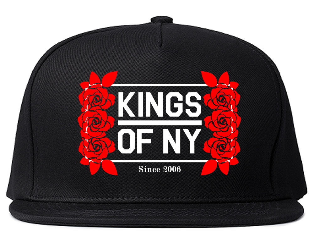 Kings Of NY Rose Vine Logo Snapback Hat Black by KINGS OF NY