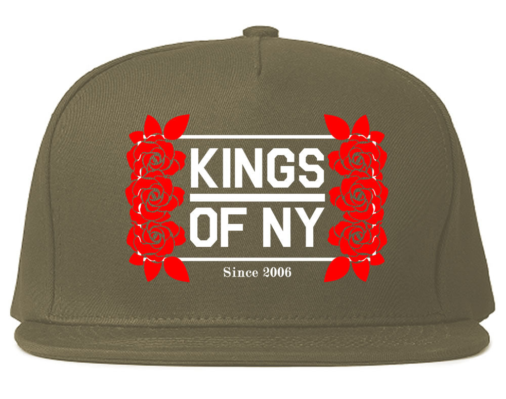 Kings Of NY Rose Vine Logo Snapback Hat Grey by KINGS OF NY