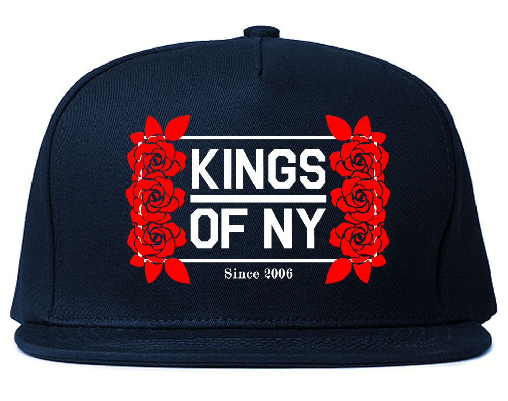 Kings Of NY Rose Vine Logo Snapback Hat Navy Blue by KINGS OF NY