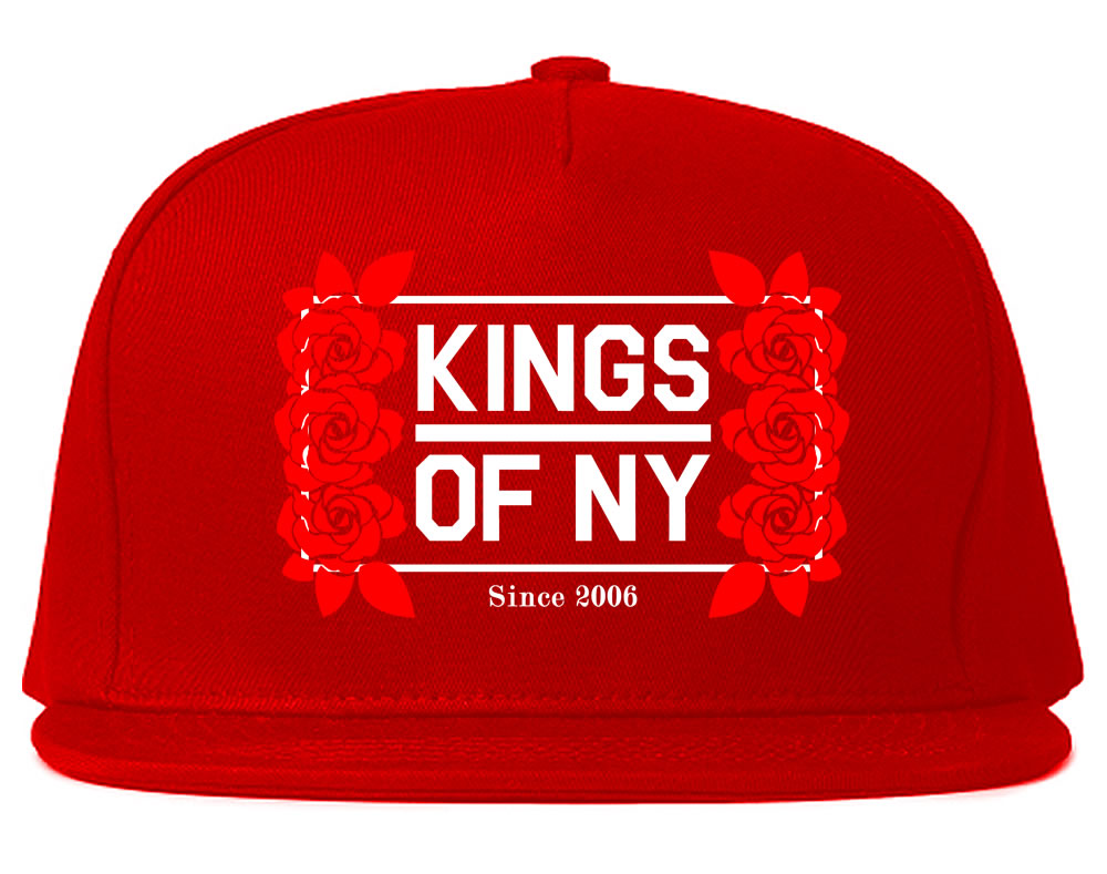 Kings Of NY Rose Vine Logo Snapback Hat Red by KINGS OF NY