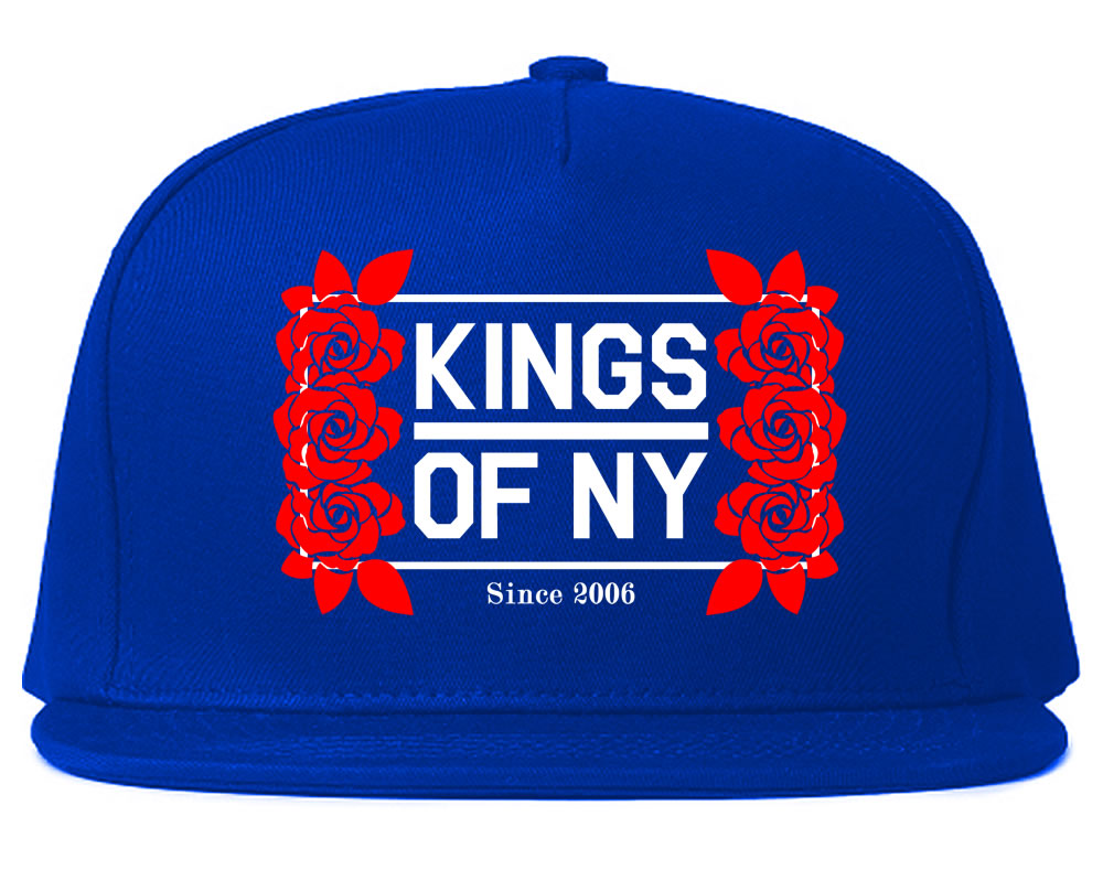 Kings Of NY Rose Vine Logo Snapback Hat Royal Blue by KINGS OF NY