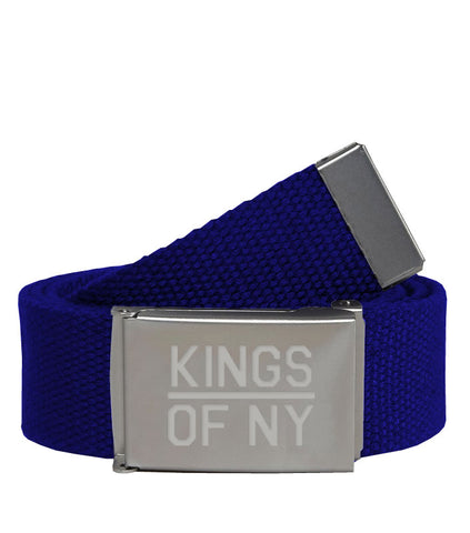 Kings Of NY Royal Blue Canvas Military Web Mens Belt